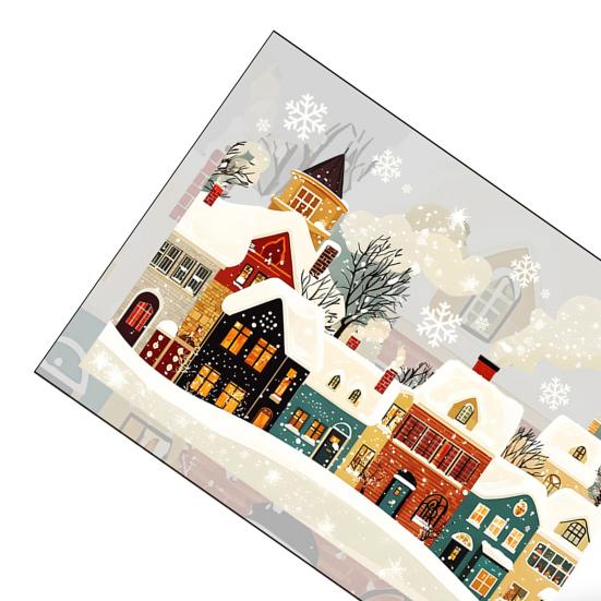 Easy Peel Glass Stickers Christmas Static Window Clings, Snow Town Snowflake Decals, Winter Village for Home Holiday Decor Decoration Seasonal Film
