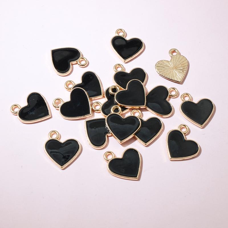 20pcs 13x11.5mm Enamel Small Cute Heart Charms Pendant DIY Jewelry Making Accessories Findings for Bracelet Earrings Keychains