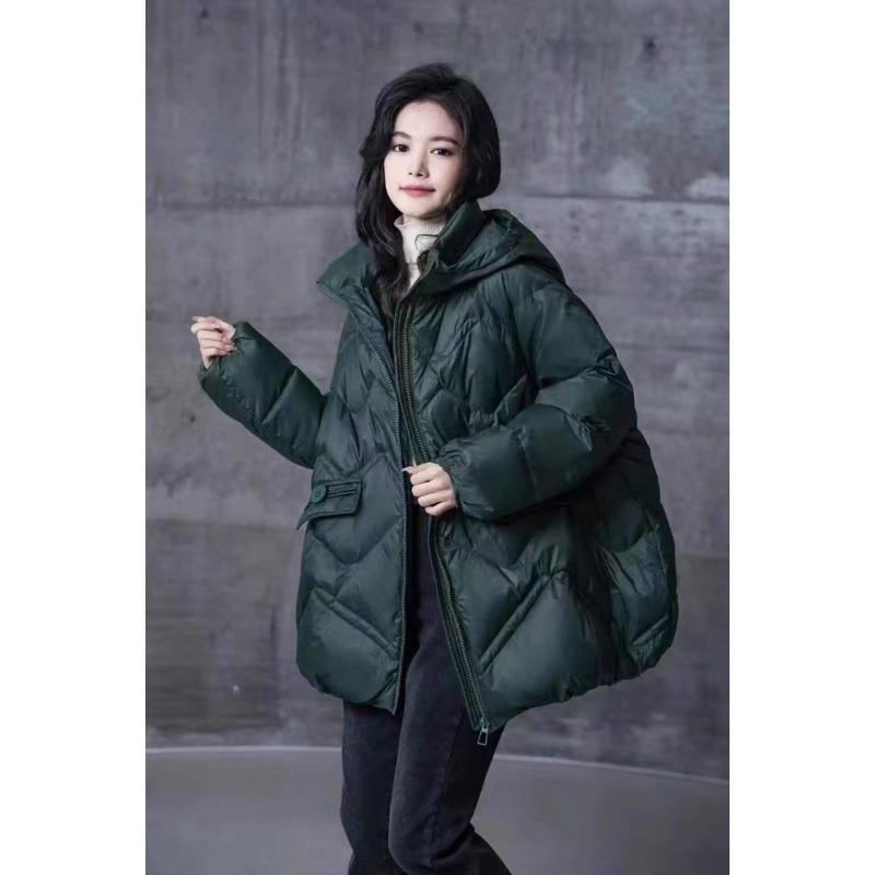 New Women's Clothing, Simple Temperament Hooded Down Jacket Women, Coat, Loose Casual Large Size