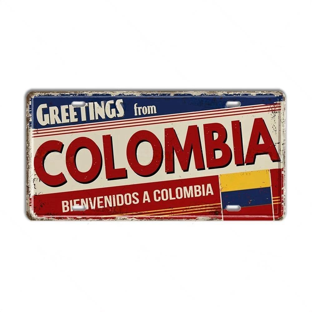 Chile Argentina Ecuador Colombia License Plate Landmark Metal Sign City State Decorative Car Plate Garage Club Bar Wall Decor