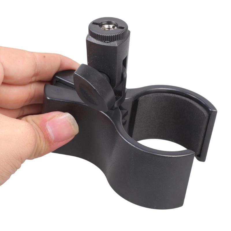 Spring Loaded Adjustable Microphones Clip Holder for 33mm To 60mm Diameter Including 1/4 To 3/8inch Screw Adapter Plastic Construction