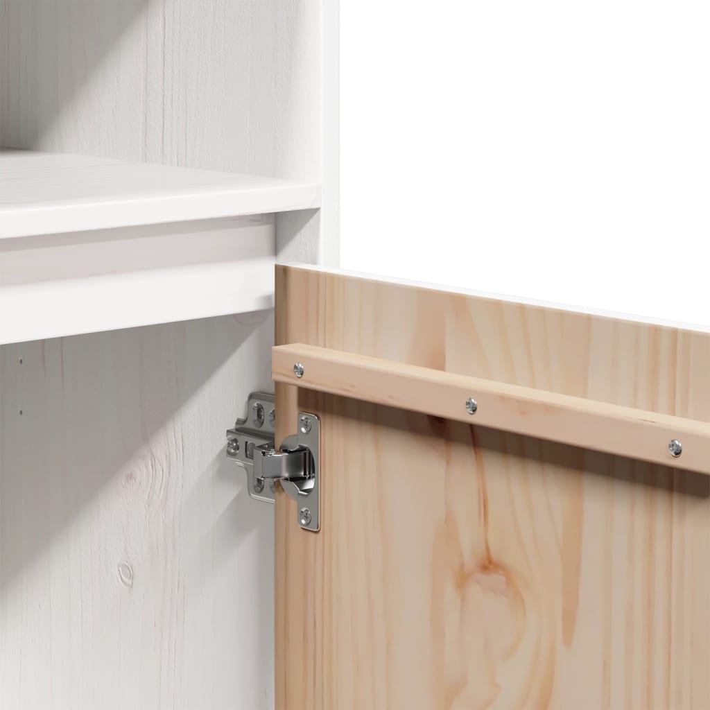 Highboard White 37 X 34 X 110 Cm Solid Pine Wood