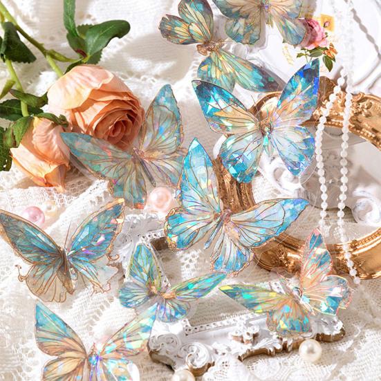 20 Pcs Butterfly Stickers Glitter Holographic Transparent Aesthetic Decals for Art Journaling Scrapbook Junk Journal Card Making DIY Craft