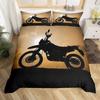 Dirt Bike Duvet Cover Set Extreme Sports Bedding Set Motocross Rider Comforter Cover Cool Motorbike Bedspread Cover Queen Size
