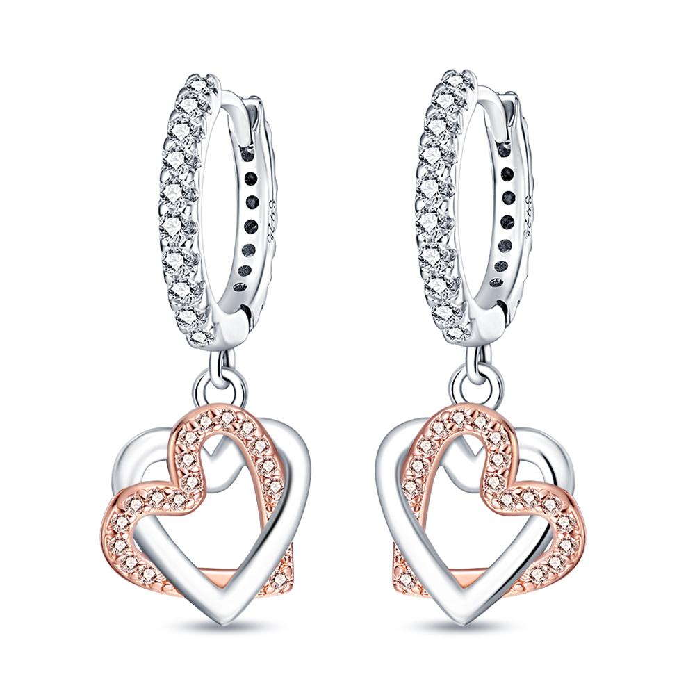 Hot Copper Exquisite Simple Love Heart Collection Drop Earring Ideal For Woman Fashion Party Gift Elegant Jewellery Accessories