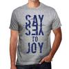 Men’s Vintage Tee Shirt Graphic T Shirt Say Yes To Joy Grey Marl