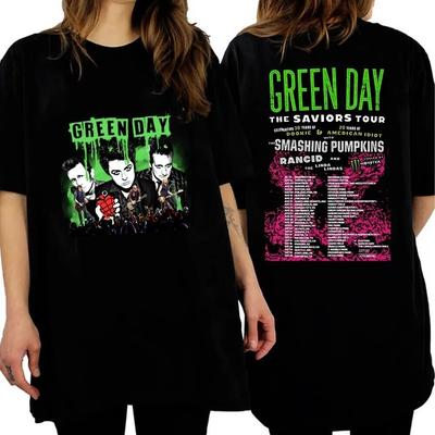 Vintage Green Day Tour 2024 Shirt The Saviors Tour Merch Green Day Rock Band Unisex T-Shirt