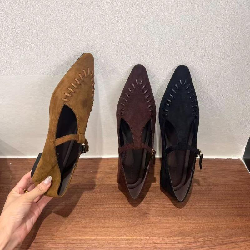Mary Jane Single shoes Flat Shoes Elegant Classic Retro Square Toe Comfortable Soft Shallow Cut Low Heel Women's Shoes