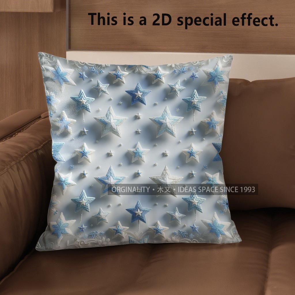 2D Pastel Star Print Decorative Throw Pillow Covers** Pattern Cushion Cover Suitable For Sofa Bedroom Car Pillow Cover