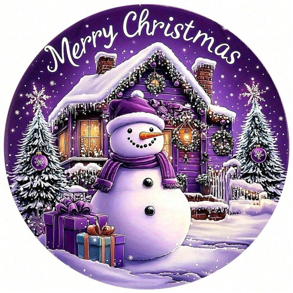 2D Flacheisen Weihnachtsmarktdorf Dekoration Schneemann Frohe Weihnachten Text Hängende Dekoration für Zuhause Küche Café