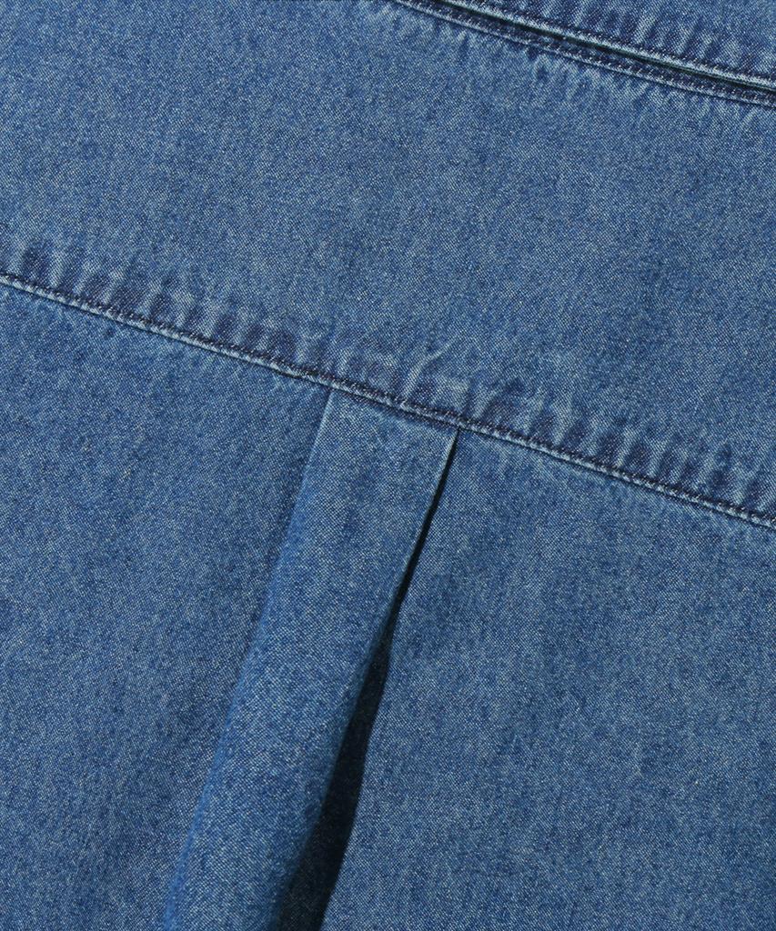 TRILLION Stone Washed Oversized Denim Long Sleeve Shirt (Middle Blue)