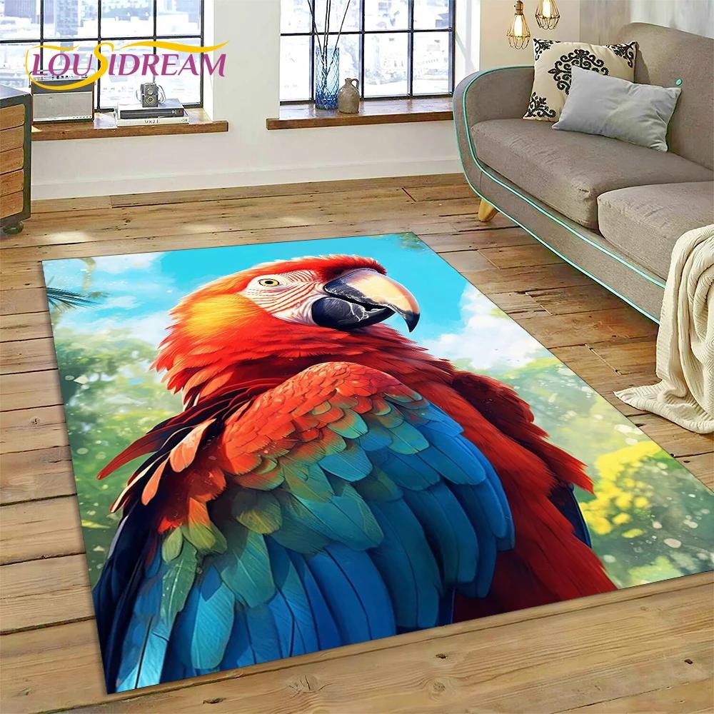 Bunter Papagei, Ara, Wellensittich, Vogel, Teppich, Teppich für Zuhause, Wohnzimmer, Schlafzimmer, Sofa, Fußmatte, Dekor, Kinderbereich, Teppich, rutschfeste Bodenmatte
