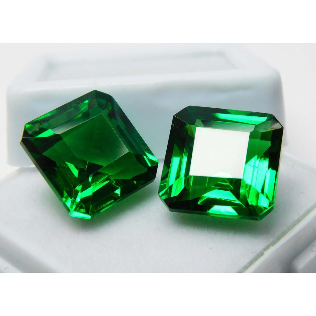 20 Ct Natural Tourmaline Green Square Shape Certifeid Loose Gemstones Pair