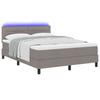 Box Spring Bed with Mattress and LED Lights Taupe 140 X 190 Cm Fabric