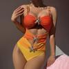 2026 New Swimsuit Gradient Splicing Explosive Metal Starfish Buckle Swimsuit