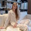 Colorful Sugar Beans Two Piece Silk Sleepwear Women Autumn Long Sleeved Pants Girls' Colorful Heart-shaped Nightgown Home Clothe