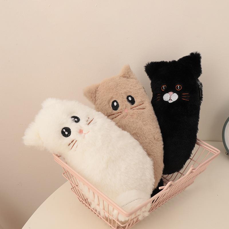 Cartoon Cute Cat Animals Plush Pencil Case Large Capacity Portable Travel Storage Bag School Supply Student Stationery Kids Gift