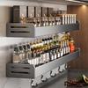 Étagère à épices murale Gris Gun: Solution de rangement de cuisine multifonctionnelle sans perçage