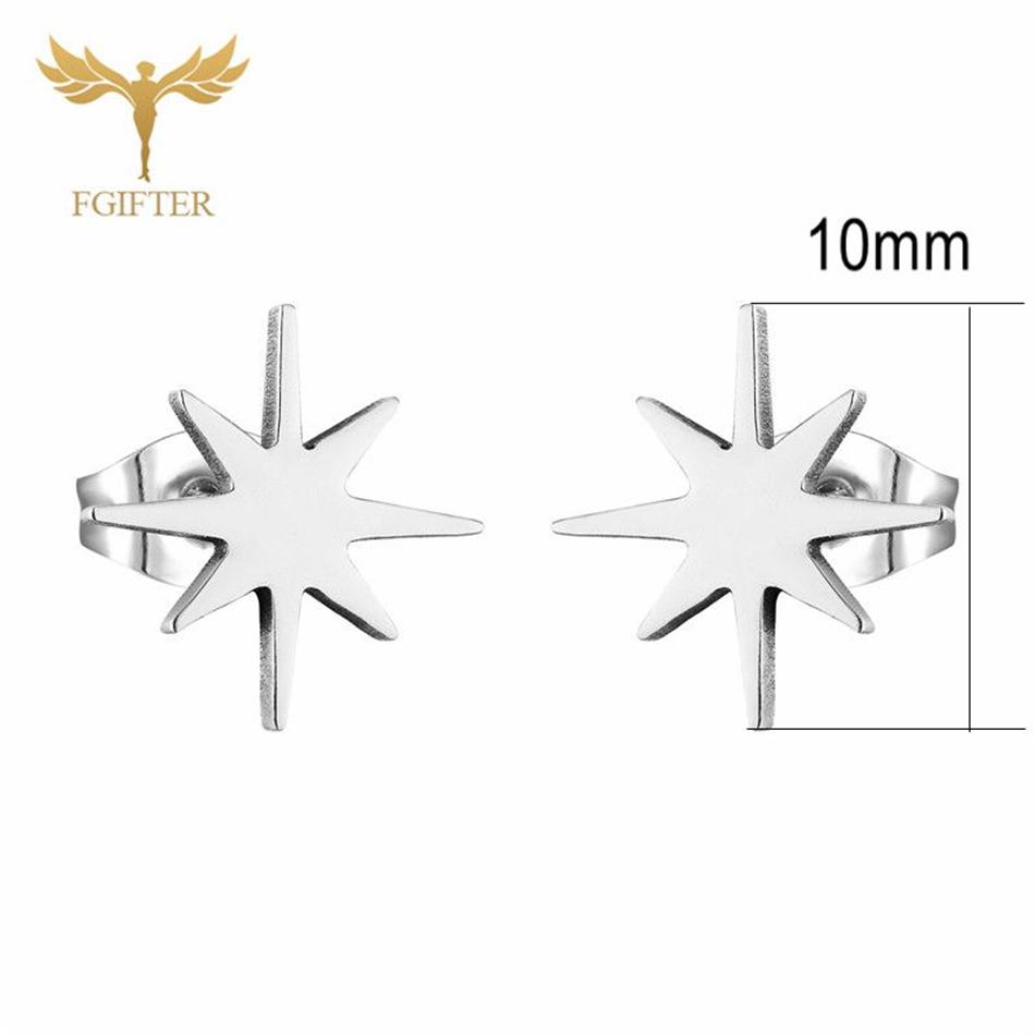 12 Pairs Simple Geometric Earrings Wholesale Round Square Star Lightning 8 Style Stainless Steel Stud Earrings Set Woman Zircon