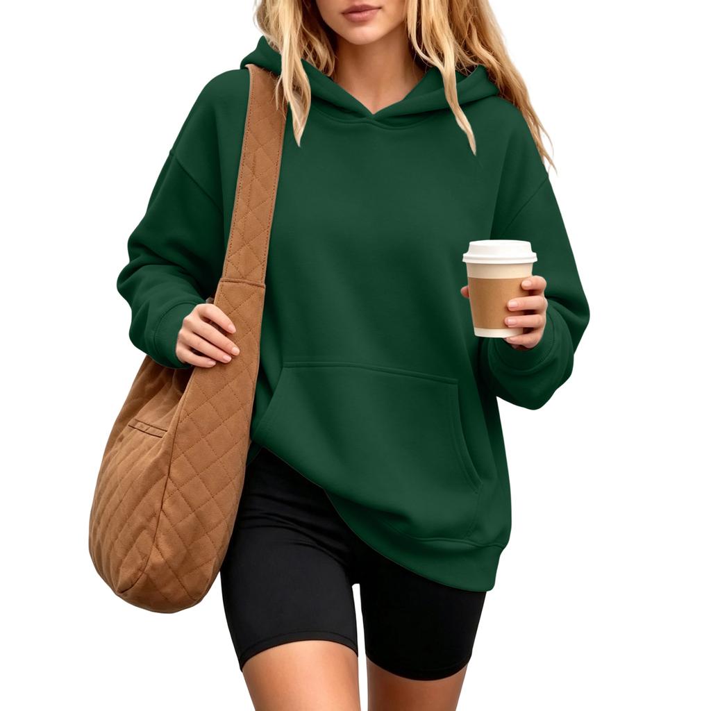 Damen Kapuzenpullover Sweatshirt mit Tasche Langarm Lässig Bequem