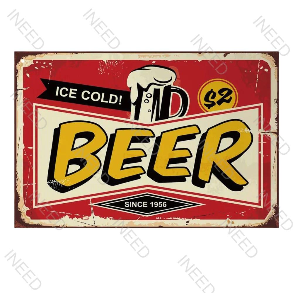 INEED Funny Beer Sign Plaque Vintage Metal Tin Signs for Home Man Cave Bar Decor Beer Lover Restaurant Kitchen Art Wall Decor