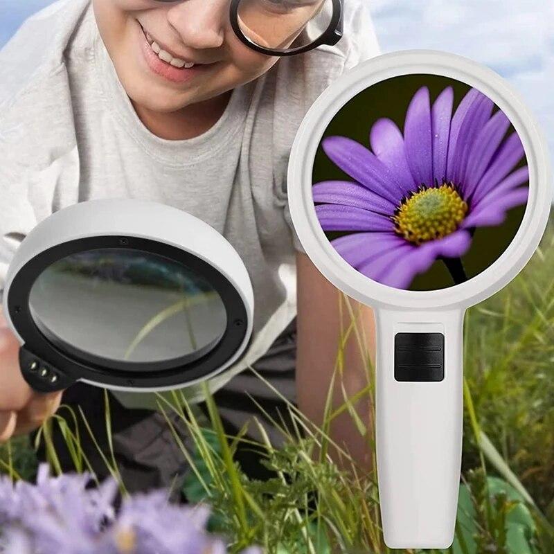Lente d'ingrandimento portatile 30x Doppio strato 110mm Lente d'ingrandimento da lettura illuminata con luce a LED