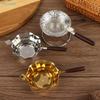 Passoire à thé en acier inoxydable gaufré avec manche en bois, maille à motif complexe, infuseur à thé parfait pour infuser le thé en vrac