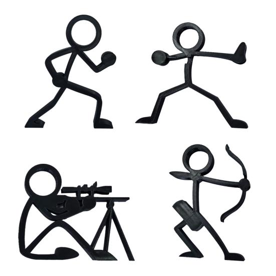 3D Printed Line Figure Pen Holder Desktop Pencil Display Stand Warrior Line Art Figure for Home Office Desk Decor Students Game Lovers