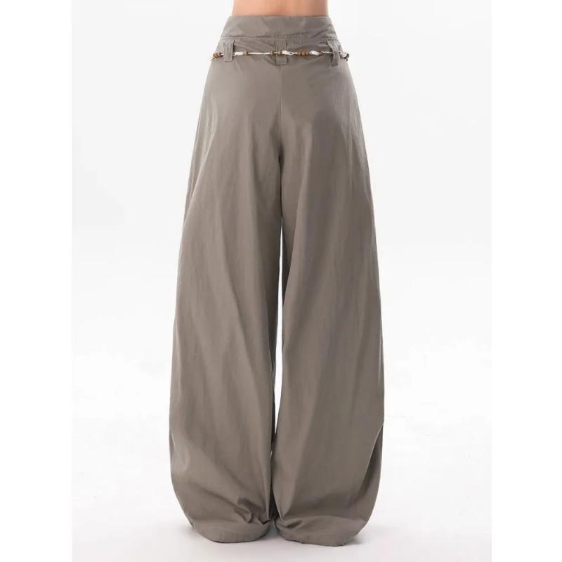 Women's Wide-Leg Pants with Drawstring Detail Elastic Cuffs