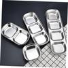 2Pcs Stainless Steel Seasoning Dish 2/3/4 Grid Stackable Sauce Plate Easy Clean Dinner Plate Ivided Seasoning Sauces Dip Bowl