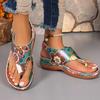 Female Shoes Plus Size Flip Flops Women's Sandal Outdoor Casual Sandal Women Print Round Toe Buckle Strap Wedge Shoes Women