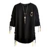 Korean Fashion Men`s Street Style Lace Punk Gothic Pullover Designer Steampunk Hem Hip Hop Sweatshirts Shirts Tees