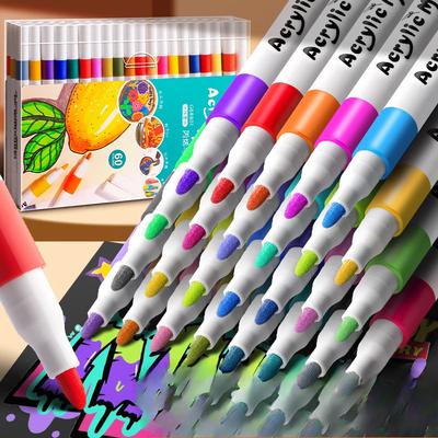 12-80 Colors Acrylic Marker Rock Painting Set for Kids Stone Paint Pens Set Ceramic Glass Wood Manga Art School Supplies