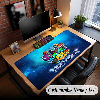 Benutzerdefinierter Name Text Großes Mauspads, Geometry Dash Weiche Rutschfeste Erweiterte Schreibtischmatte für Home Office