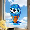 Soccer Ball Window Clings Ice Cream Ball PVC Decals Removable Static Glass Sticker for Bedroom Living Room Office Sports Bar Decor
