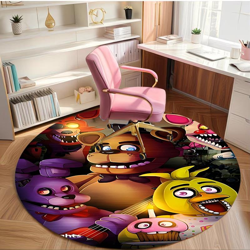 Five Nights at Freddy's Druck Runder Teppich, Waschbarer Bodenläufer, Für Eingangsbereich Wohnheim Waschküche Büro Arbeitszimmer, Heimdekoration Geburtstag Weihnachtsgeschenk