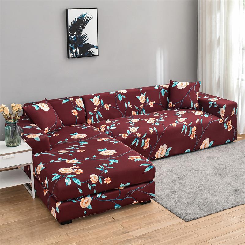 Elasticated Sofa Covers for Living Room Spandex Chaise Longue Corner Armchair Cover Cushion Couch Furniture 190-230cm Slipcovers