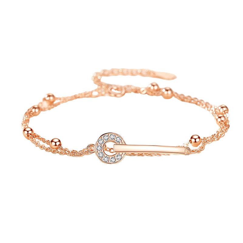 Armband S925 Sterling Zilver Eén-woord Diamant Dubbellaags Gesp Armband voor Vrouwen 2023 Nieuwe Eenvoudige Hand Sieraden