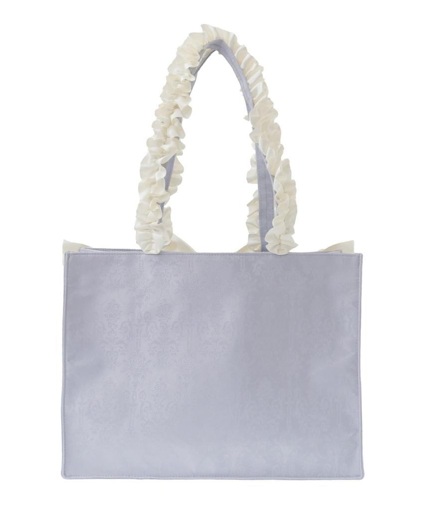 Maison De FLEUR Jacquard Ribbon Frill Square Tote Bag, Ivory, Size M, 08000628500