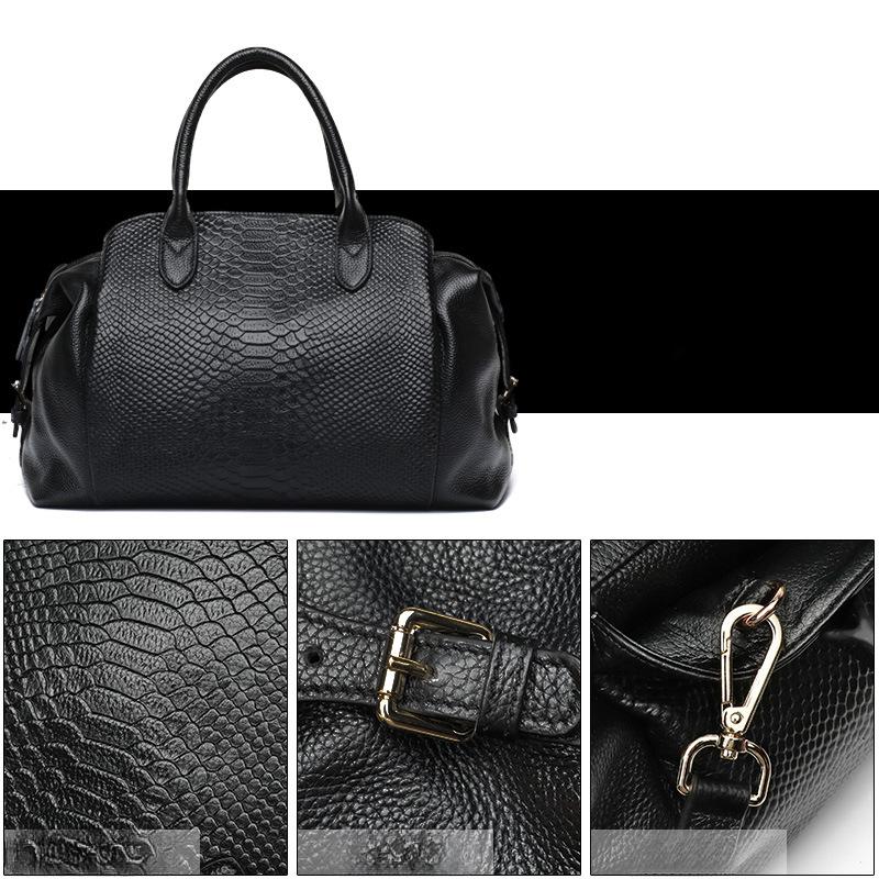 Spring New Crossbody Bag Genuine Leather Big Bag Head Layer Cowhide Handbag Fashionable Snake Pattern Women's Bag