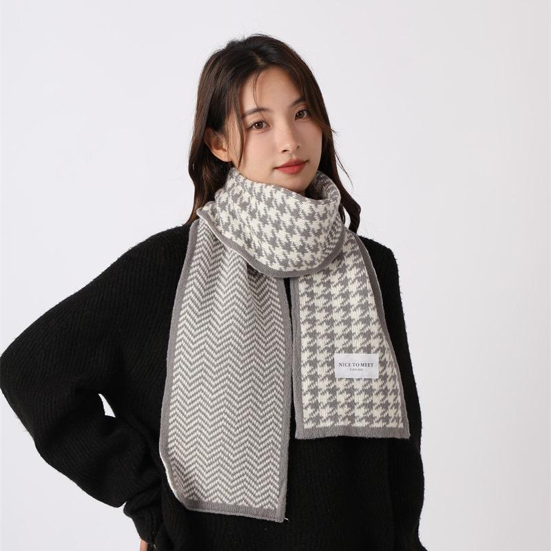Ladies Cute Korean Style Autumn Winter Thicken Warm Reversible Knitted Scarf Student Girls Gift