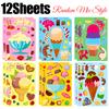 6-12Sheets Ice Cream Style Making Face Sticker Mix DIY Assemble Sticker Handcraft Material Scrapbooking Sticker Rewards Gift ZYF
