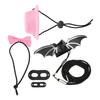 Reptile Harness and Leash Adjustable Lizard Traction Rope Hat Bowtie Set for Small Pet Animals(Pink