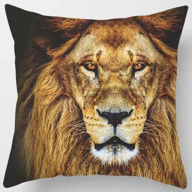 Kissenbezug mit Tiermotiv, Tiger und Löwe, Druckmuster, für Wohnzimmer, Sofa, Schlafzimmer, Nachttisch, Heimdekoration, 45 x 45 cm
