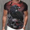 Animal T-Shirts For Men 3d Crow Print Street Designer Short Sleeved Loose Oversized T Shirt Retro Fashion Tops Summer Sweatshirt