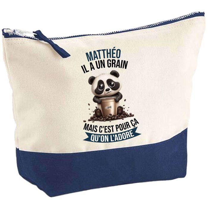 Trousse de maquillage - PLANETEE - Matthéo Panda Grain - Grand format - Coton - Impression HD