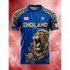 Men's England  Flag T-Shirt, 3D Eagle Graphic Printed Tee, Short Sleeve Casual Sports Top Outdoor Soccer Fans Name Tag T-shirt