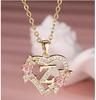Pendant Necklace for Women Hollow Heart Flower Design with 26 Letters Jewelry Gift