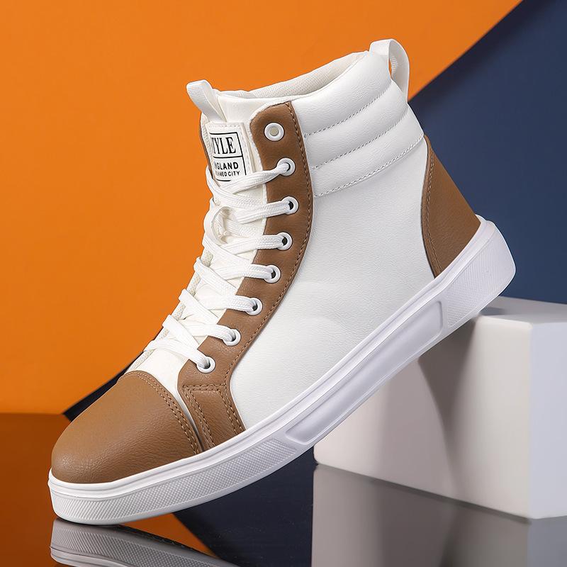 Herbst und Winter koreanische Version Board Schuhe Männer kleine weiße Schuhe High-Top Herrenschuhe Casual Pull große Größe flache Schnürschuhe