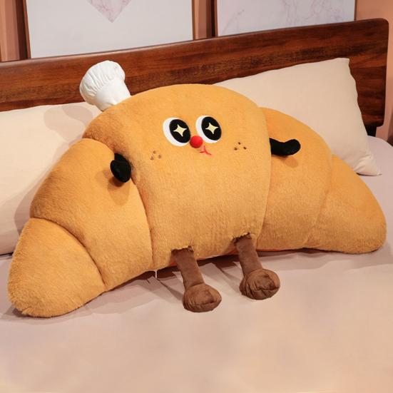 Croissant Shaped Stuffed Pillow Cute Plush Croissant Pillow with Legs Back Cushion Lumbar Support Pillow for Sofa Bed Couch
